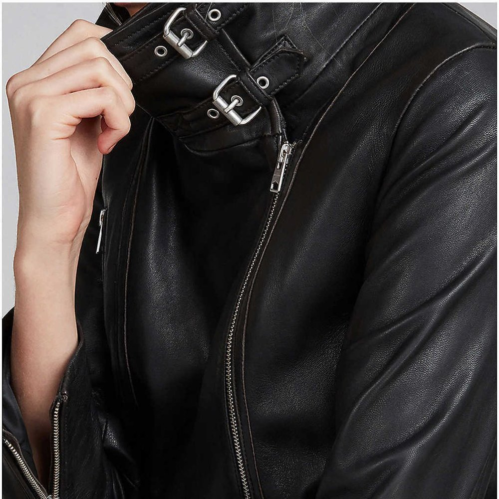 ALL SAINTS BALES BIKER LEATHER JACKET BLACK 2 - Picture 5 of 8